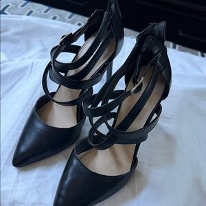 Nine West Black Strappy Pointed-Toe High Heels